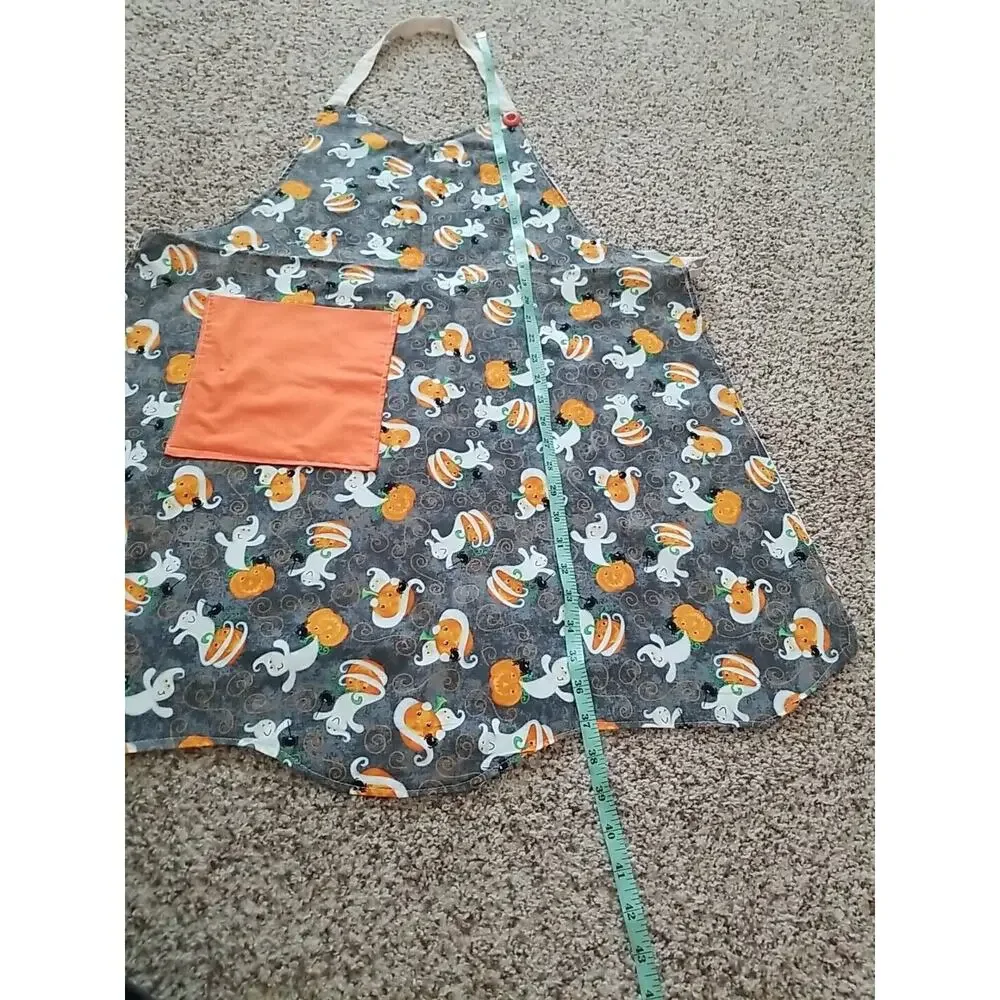 Handmade Halloween Themed Full Bib Apron Ghosts JackOLanterns Spiders Pocket New